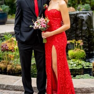 Lulu's Red Lace Maxi Dress